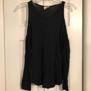 LA Hearts Pacsun Black Cold Shoulder Sheer Top